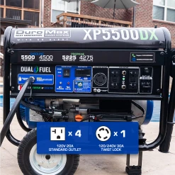 DuroMax XP5500DX 5,500 Watt Dual Fuel Gas Propane Portable Generator W/ CO Alert