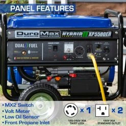 DuroMax XP5500EH 5,500 Watt Portable Dual Fuel Generator - Gas & Propane Powered 15 DuroMax XP5500EH 5,500 Watt Portable Dual Fuel Gas Propane Powered Generator