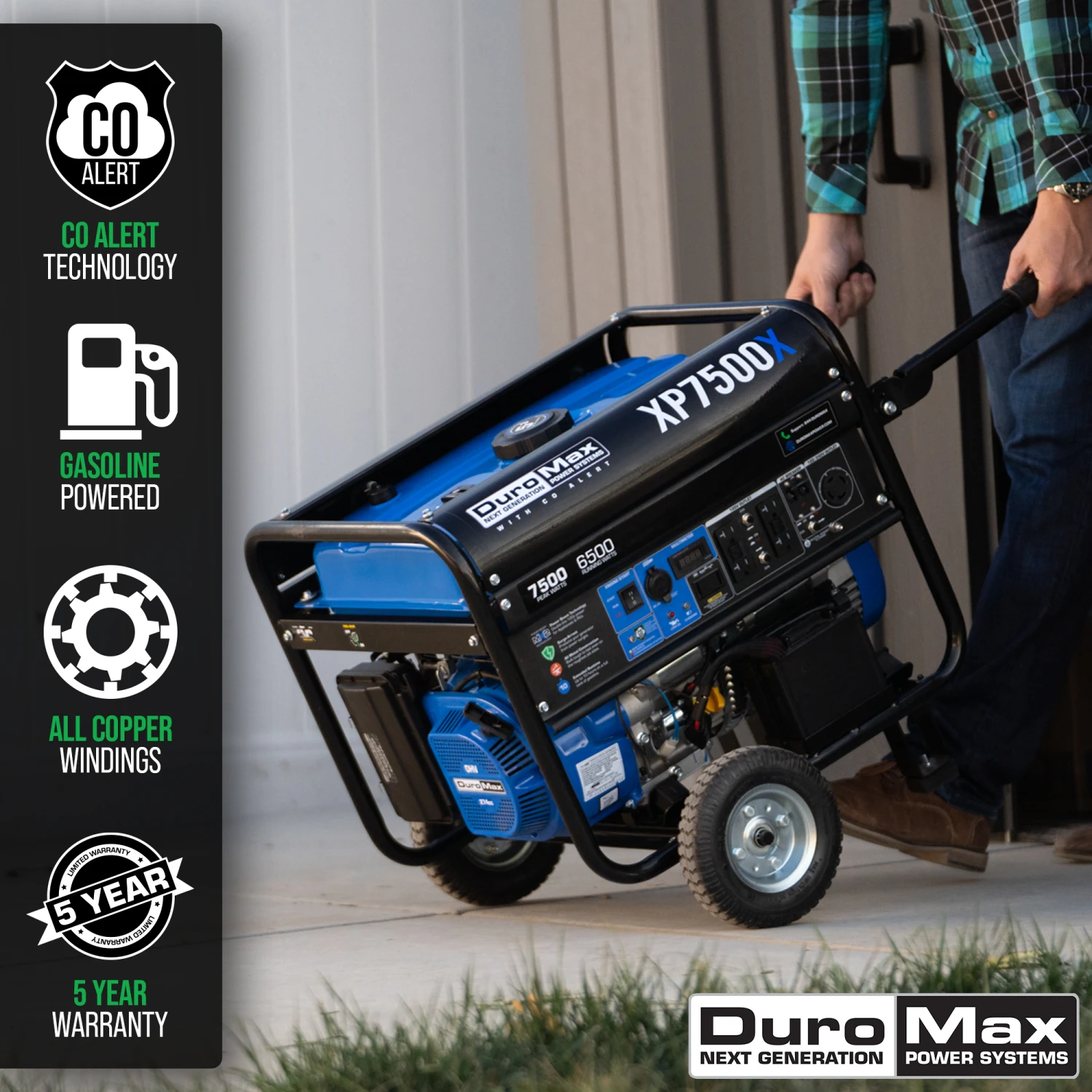 DuroMax XP7500X 7500 Watt Gasoline Portable Generator with CO Alert Technology - Reliable Jobsite Power 4 DuroMax XP7500X 7,500 Watt Gasoline Portable Generator W/ CO Alert Gasoline Generators