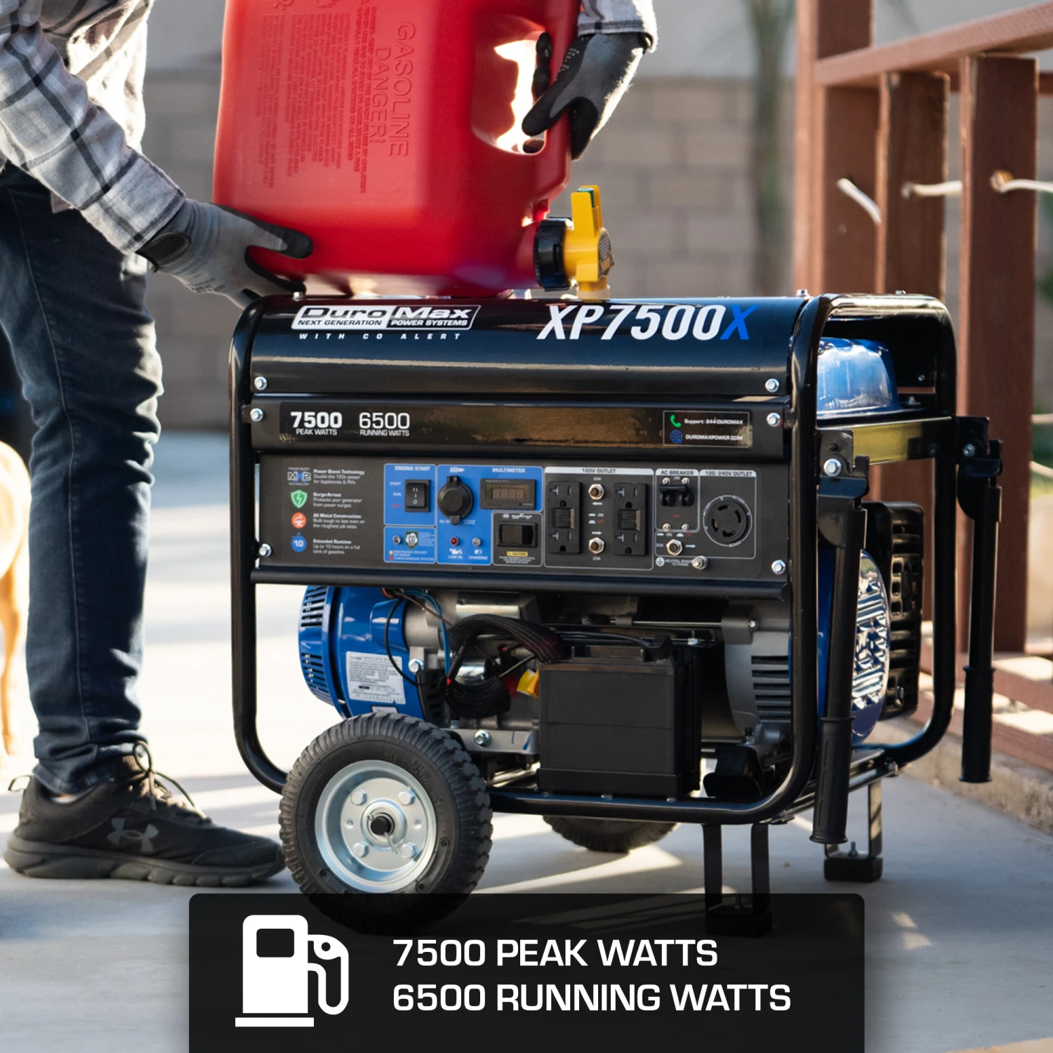 DuroMax XP7500X 7500 Watt Gasoline Portable Generator with CO Alert Technology - Reliable Jobsite Power 5 DuroMax XP7500X 7,500 Watt Gasoline Portable Generator W/ CO Alert Gasoline Generators