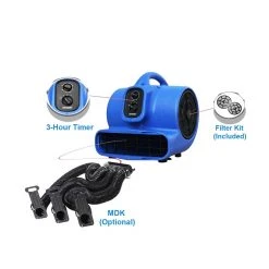 XPOWER X-430TF-MDK 1/3HP 2000CFM 3.8A 3 Speed Mutli-Cage Dryer W/ Drying Kit