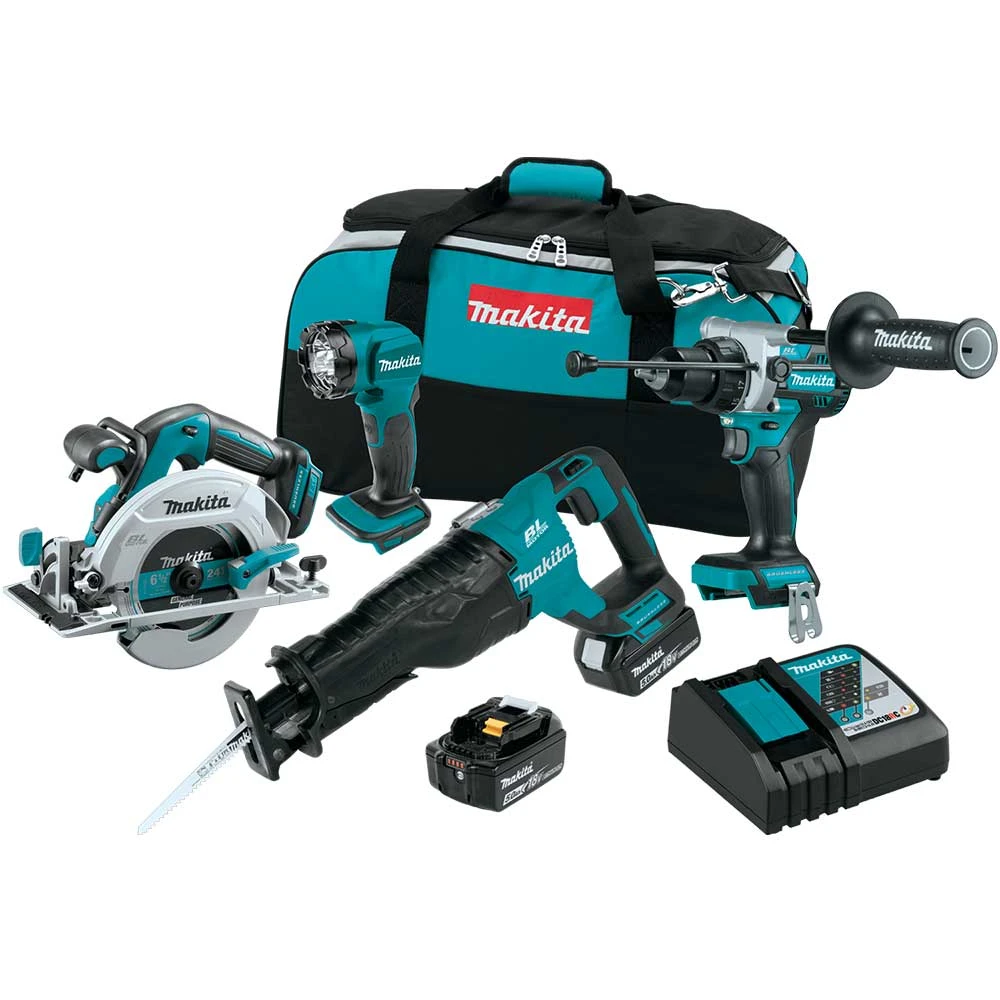 Makita XT454T 18V LXT Li-Ion Brushless Cordless 4 Tool Combo Kit with 5.0Ah Batteries 3 Tools & Equipment Makita XT454T 18V LXT Li-Ion Brushless Cordless 4 Tool Combo 5.0 Ah Kit