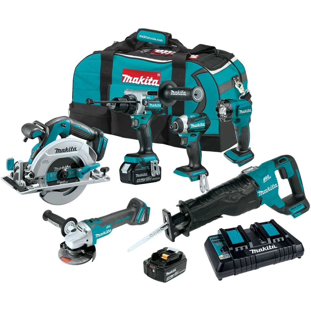 Makita XT616PT 18V LXT Brushless Cordless 6 Tool Combo Kit with 5.0Ah Batteries 3 Makita XT616PT 18V LXT Li-Ion Brushless Cordless 6 Tool Combo 5.0 Ah Kit