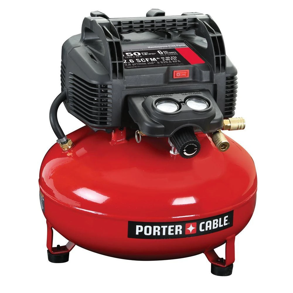 Tools & Equipment Porter-Cable C2002 150 PSI 6 Gallon Oil-Free Pancake Air Compressor 3 Tools & Equipment Porter-Cable C2002 150 PSI 6 Gallon Oil-Free Pancake Air Compressor