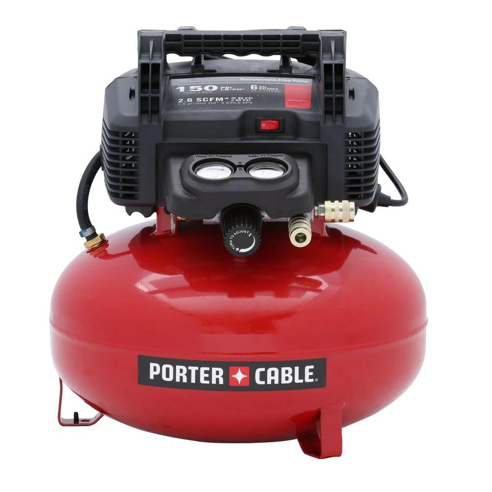 Tools & Equipment Porter-Cable C2002 150 PSI 6 Gallon Oil-Free Pancake Air Compressor 4 Tools & Equipment Porter-Cable C2002 150 PSI 6 Gallon Oil-Free Pancake Air Compressor