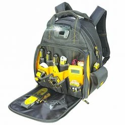 Tools & Equipment DeWALT DGL523 57-Pocket Padded Web Handles LED Lighted Tool Backpack Bag