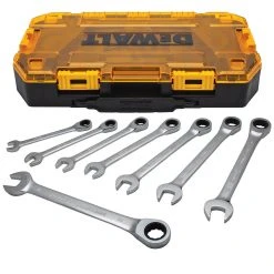 DeWALT DWMT74734 Metric Full Polish Ratcheting Combination Wrench Set - 8pc Tools & Equipment