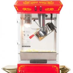 FunTime FT454CR 4oz Red Popcorn Popper Machine Maker Cart Vintage Style Home Goods