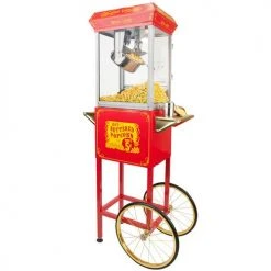 FunTime FT454CR 4oz Red Popcorn Popper Machine Maker Cart Vintage Style Home Goods