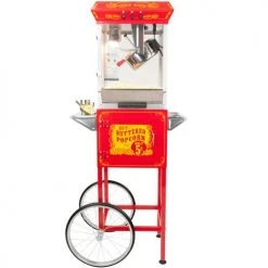 Home Goods FunTime FT862CRS 8oz Red Popcorn Popper Machine Maker Cart Vintage Style