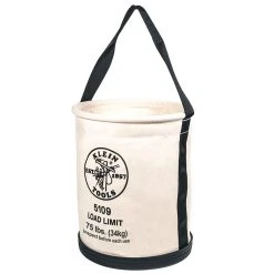 Klein 5109 75 Lb. Rated Heavy Duty Canvas Wide-Opening Straight-Wall Bucket Bag