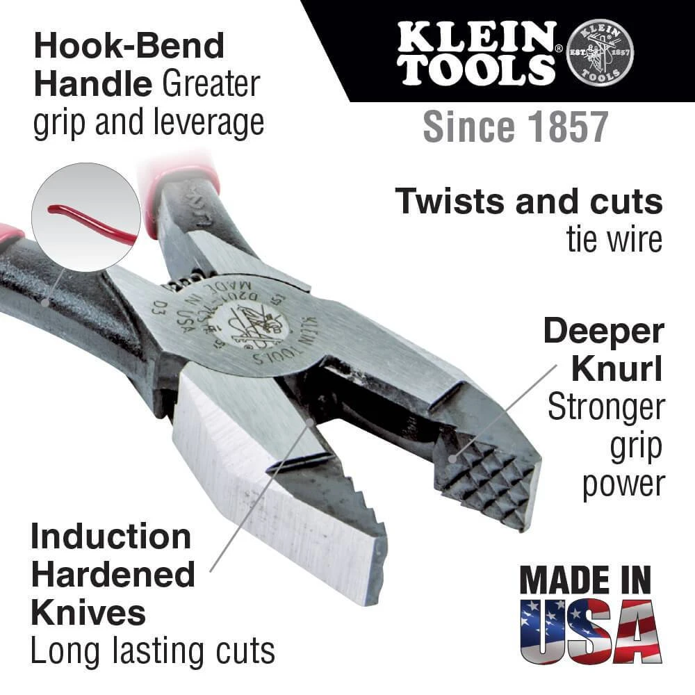 Klein D2017CSTA 9-Inch Durable Steel Square Aggressive Knurl Ironworker's Pliers Tools & Equipment 8 Klein D2017CSTA 9-Inch Durable Steel Square Aggressive Knurl Ironworker's Pliers Tools & Equipment