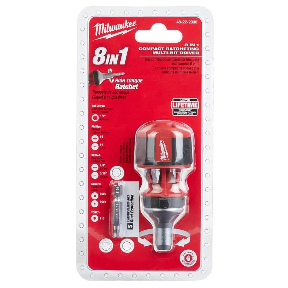 Milwaukee 48-22-2330 8-in-1 Hex Shank Compact Ratcheting Multi-Bit Driver 8 Milwaukee 48-22-2330 8-in-1 Hex Shank Compact Ratcheting Multi-Bit Driver