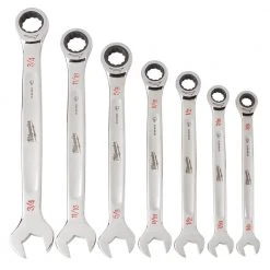 Tools & Equipment Milwaukee 48-22-9406 Durable SAE Ratcheting Combination Wrench Set - 7pc