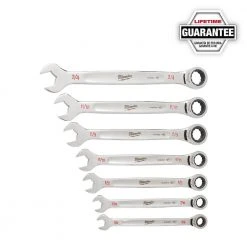 Tools & Equipment Milwaukee 48-22-9406 Durable SAE Ratcheting Combination Wrench Set - 7pc