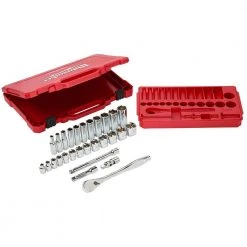 Tools & Equipment Milwaukee 48-22-9408 3/8-Inch Drive Durable SAE Ratchet And Socket Set- 28pc