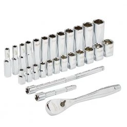 Milwaukee 48-22-9504 1/4-Inch Drive Durable Metric Ratchet And Socket Set - 28pc