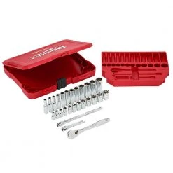 Milwaukee 48-22-9504 1/4-Inch Drive Durable Metric Ratchet And Socket Set - 28pc