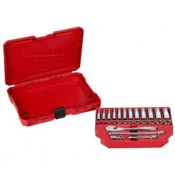 Milwaukee 48-22-9504 1/4-Inch Drive Durable Metric Ratchet And Socket Set - 28pc