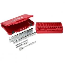 Tools & Equipment Milwaukee 48-22-9508 3/8-Inch Drive Durable Metric Ratchet And Socket Set - 32pc