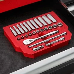 Tools & Equipment Milwaukee 48-22-9508 3/8-Inch Drive Durable Metric Ratchet And Socket Set - 32pc