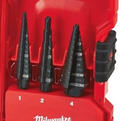 Tools & Equipment Milwaukee 48-89-9221 3-Flat Black Oxide Jam-Free Step Drill Bit Set - 3pc
