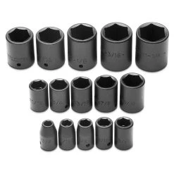 Proto J74104 1/2-Inch 6-Point Fractional Standard Drive Impact Socket Set - 15pc