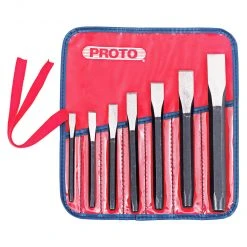 Proto J86B Durable Black Oxide Hand-Ground Cold Chisel Set With Pouch - 7pc Tools & Equipment