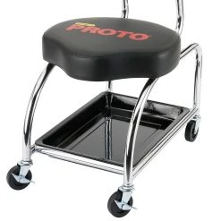 Automotive Proto JFC1010 18-Inch Durable Black/Chrome Heavy-Duty Tool Trolley Stool