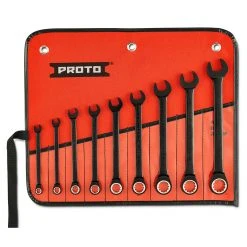 Proto JSCR-9S Black Non-Reversible Combination Ratcheting Wrench Set - 9pc Tools & Equipment