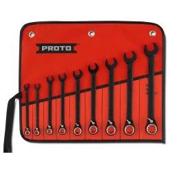 Proto JSCV-9S Black Spline Reversible Combination Ratcheting Wrench Set - 9pc Tools & Equipment