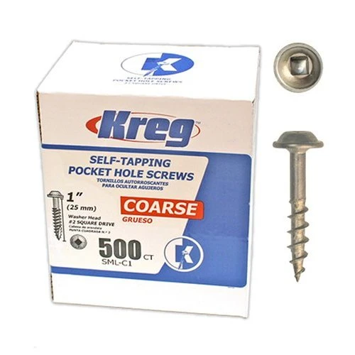 Kreg SML-C1-500 1-Inch #8 Coarse Washer-Head Pocket Hole Screws, 500-Pack Tools & Equipment 3 Kreg SML-C1-500 1-Inch #8 Coarse Washer-Head Pocket Hole Screws, 500-Pack Tools & Equipment