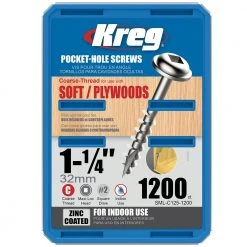 Tools & Equipment Kreg SML-C125-1200 1-1/4-Inch Coarse Thread Washer-Head Pocket Screws - 1,200pk 11 Tools & Equipment Kreg SML-C125-1200 1-1/4-Inch Coarse Thread Washer-Head Pocket Screws - 1,200pk