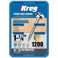 Kreg SML-F125-1200 1-1/4-Inch Fine Thread Washer-Head Pocket Screws - 1,200pk Tools & Equipment
