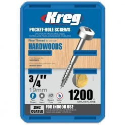 Kreg SPS-F075-1200 3/4-Inch Fine Thread Pan-Head Pocket Screws - 1,200pk
