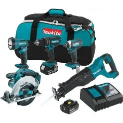 Makita XT505 18-Volt 5-Tool 3.0Ah Lithium-Ion Cordless Power Tool Combo Kit Tools & Equipment